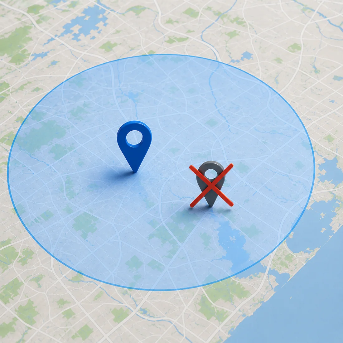 Area exclusive territory protection: competitors locked out within a 25-mile radius